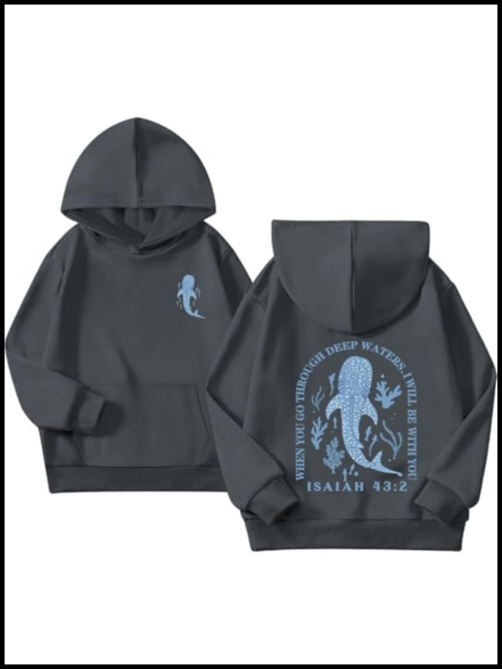 Girls Christian Hoodie Sweatshirt Whale Shark Graphic Pullover